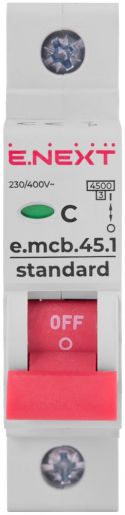 Модульный автоматический выключатель E.NEXT (e.mcb.stand.45.1.C13), 1р, 13А, C, 4,5 кА (s002057)