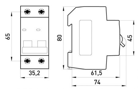 Модульный автоматический выключатель E.NEXT (e.mcb.stand.45.2.C4), 2p, 4А, C, 4,5кА (s002043)