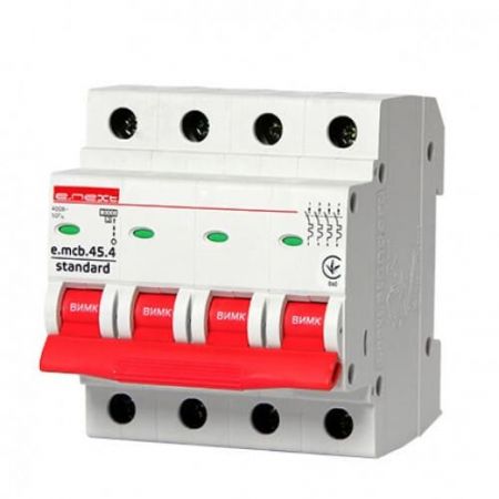 Модульный автоматический выключатель E.NEXT (e.mcb.stand.45.4.B16), 4p, 16А, B, 4,5 кА (s001034)