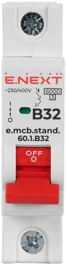Модульный автоматический выключатель E.NEXT (e.mcb.stand.60.1.B32) 1р, 32А, B, 6кА (s001111)