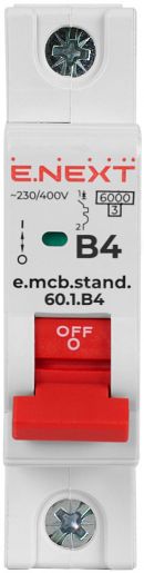 Модульный автоматический выключатель E.NEXT (e.mcb.stand.60.1.B4) 1p, 4А, B, 6кА (s001104)