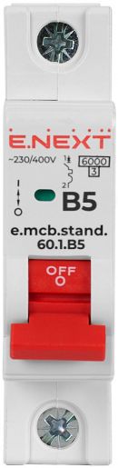 Модульный автоматический выключатель E.NEXT (e.mcb.stand.60.1.B5) 1р, 5А, B, 6кА (s001105)