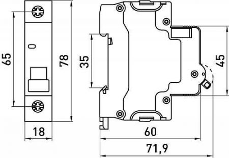 Модульный автоматический выключатель E.NEXT (e.mcb.stand.60.1.C45) 1p, 45А, C, 6кА (s002162)