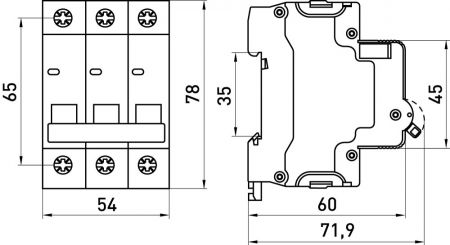Модульний автоматичний вимикач E.NEXT (e.mcb.stand.60.3.C45) 3p, 45А, C, 6кА (s002165)