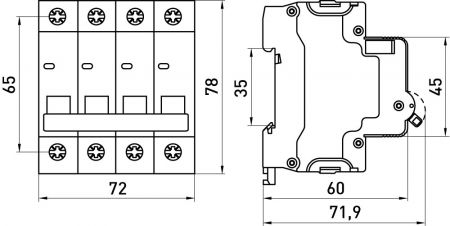 Модульный автоматический выключатель E.NEXT (e.mcb.stand.60.4.C25) 4p, 25А, C, 6кА (s002149)