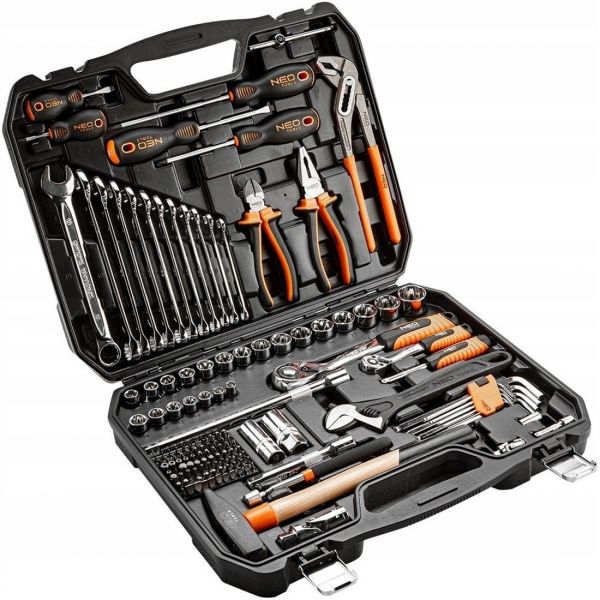 Набір інструментів Neo Tools, 1/2", 1/4", 143 одиниць Набір інструментів Neo Tools, 1/2", 1/4", 143 одиниць