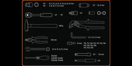 Набір інструментів Neo Tools, 1/2", 56 одиниць