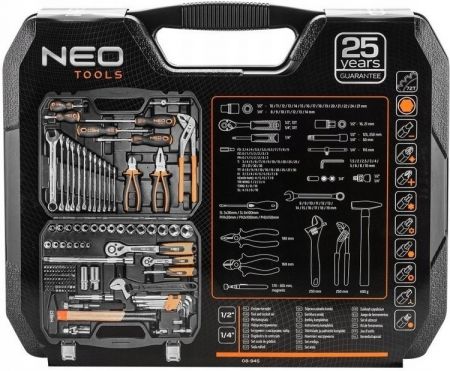 Набір інструментів Neo Tools, 1/2", 1/4", 143 одиниць