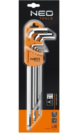 Набір ключів шестигранних Neo Tools, 1.5-10мм, набор 9 одиниць