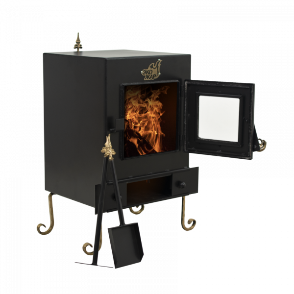 Піч-камін Екожар Комфорт Плюс з камерою допалу вторинних газів зі скляною дверкою (сталь 4 мм)
