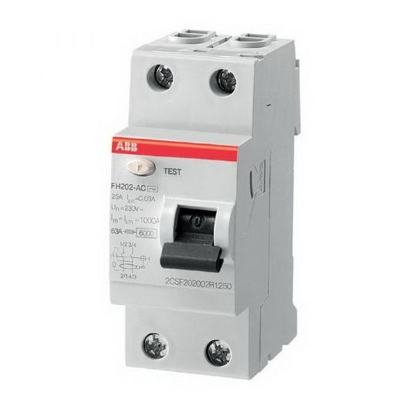 Реле диференційне ABB FH202 2p, AC-63/0.03, 6кА (2CSF202002R1630) ПЗВ Реле диференційне ABB FH202 2p, AC-63/0.03, 6кА (2CSF202002R1630) ПЗВ