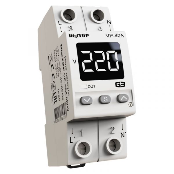 Реле напруги DigiTOP VP-40A M2W (4820118381398) Реле напруги DigiTOP VP-40A M2W (4820118381398)