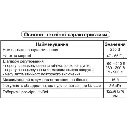Реле напруги Новатек-Електро РН-122 (4820122950207) Volt Control