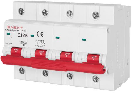 Модульний автоматичний вимикач E.NEXT (e.mcb.stand.100.4.C125) 4p, 125А, C, 10кА (s002219)