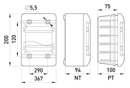 Щит распределительный E.NEXT на 18 модулей, внешний NT, IP55 (6665-218непр)