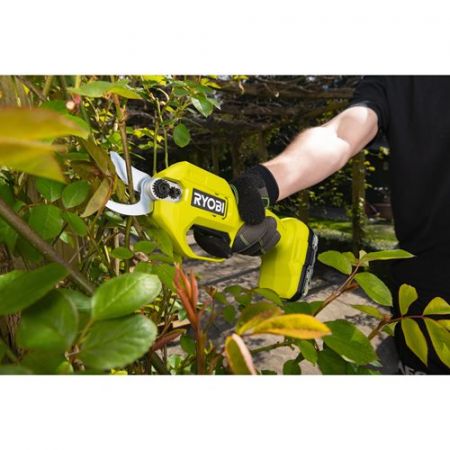 Секатор Ryobi RY18SCA-115P, акумуляторний ONE+, 18В, АКБ 1.5 Ач, до 25мм, з кобурою та точильним каменем