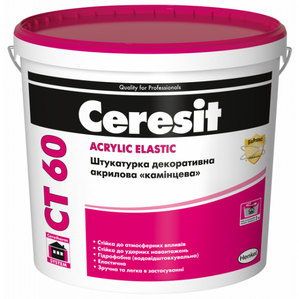 Штукатурка декоративна акрилова Ceresit СТ 60 (1,0 мм), 25кг Штукатурка декоративна акрилова Ceresit СТ 60 (1,0 мм), 25кг