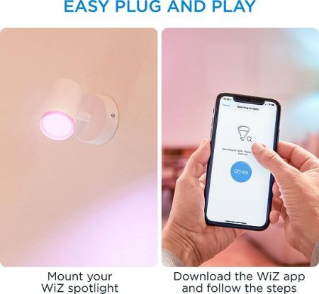 Спотовой светильник WiZ IMAGEO Spots, 1x5W, RGB, накладной, белый (929002658701)