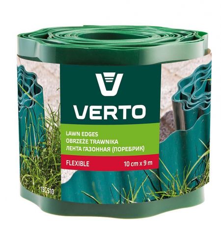 Бордюрная лента Verto, 10см, 9м, зеленая (15G510)