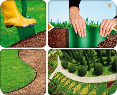 Стрічка газонна Cellfast, бордюрна, хвиляста, 10см, 9м, темно-зелена (30-021H)