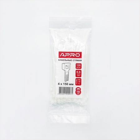 Стяжка кабельна APRO, біла, 4x150мм, 100шт (CT-W4150)
