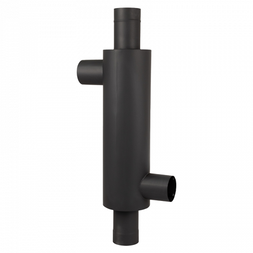 Теплообмінник на димар 110мм, нержавіюча сталь, з примусовим обдуванням, чорний (30010125)