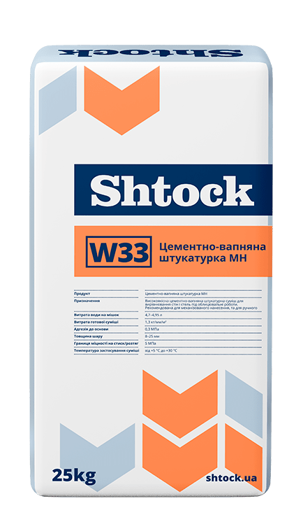 Цементно-вапняна штукатурка Shtock W33, 25кг