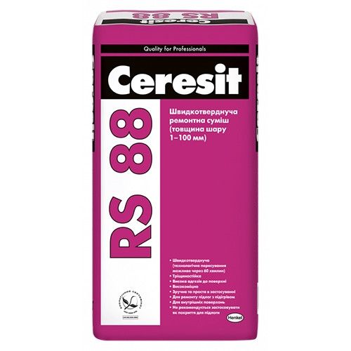 Универсальная смесь для выравнивания и ремонта Ceresit RS 88, 25кг Универсальная смесь для выравнивания и ремонта Ceresit RS 88, 25кг