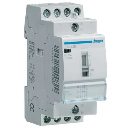 Установче реле Hager 16А, 230V~, контакти: 2Н.О+2Н.З (ERC418) Установче реле Hager 16А, 230V~, контакти: 2Н.О+2Н.З (ERC418)