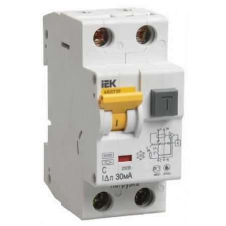 Выключатель дифференциального тока IEK АВДТ32, C, 2p, 16А, 30mA, 6кА (MAD22-5-016-C-30) УЗО