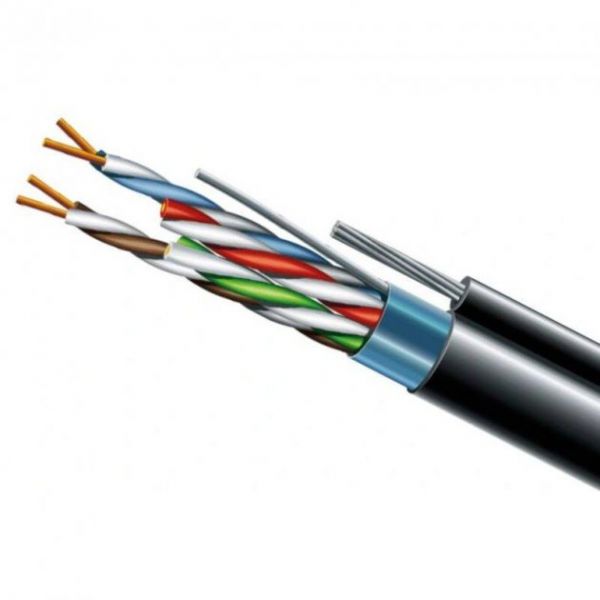 Кабель вита пара F/UTP Cat.5e PE 4x2x24 AWG, трос 7x0.5 ЗЗКМ Кабель вита пара F/UTP Cat.5e PE 4x2x24 AWG, трос 7x0.5 ЗЗКМ